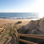 One of the most beautiful beaches in Spain, called (Cuesta Maneli, Huelva) in Spain. Surrounded by dunes, vegetation and cliffs. A gorgeous beach.